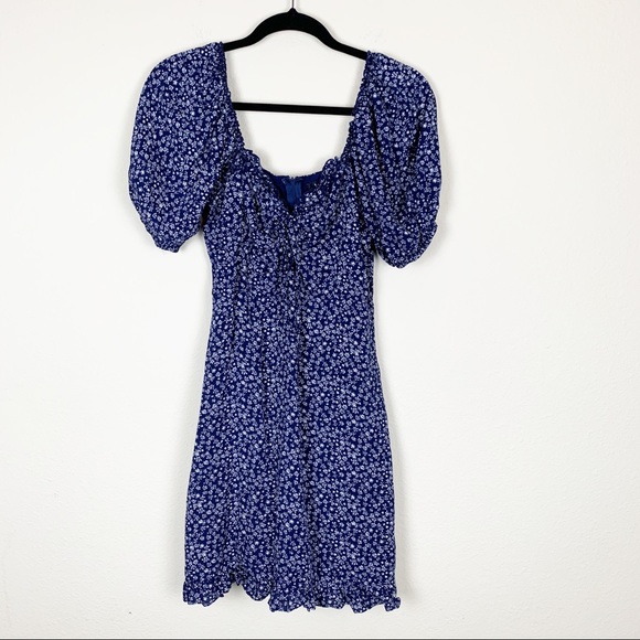Lulu’s Sashabella Floral Lace Up Puff Sleeve Dress - Picture 2 of 7